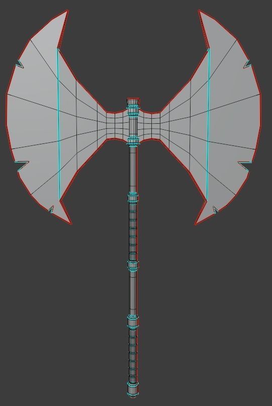 Medieval weapon - axe Low-poly 3D model_13