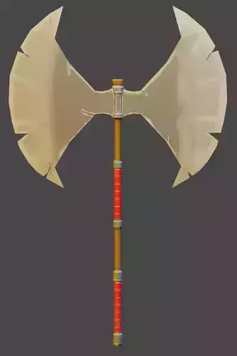 Medieval weapon - axe Low-poly 3D model