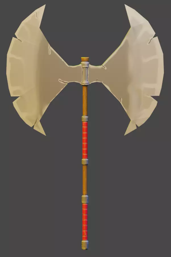 Medieval weapon - axe Low-poly 3D model_0