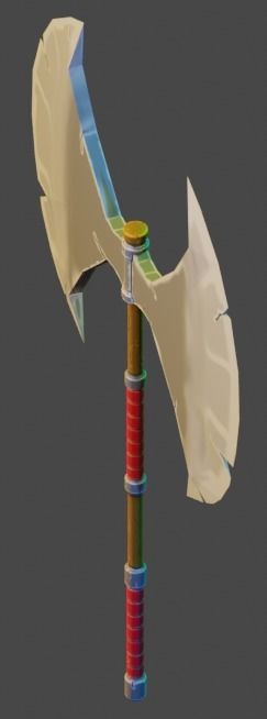 Medieval weapon - axe Low-poly 3D model_1