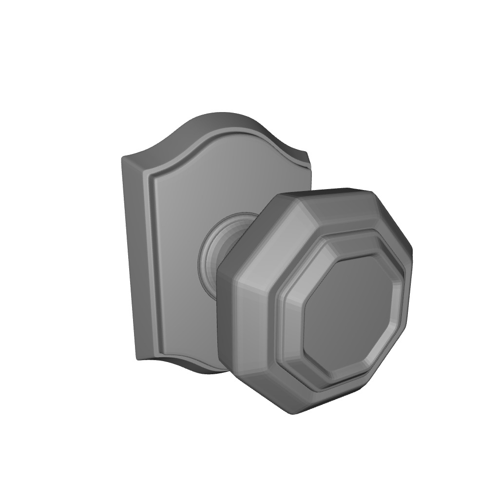 Crystal Privacy Door Knob with Traditional Arch Rose 3D model_1