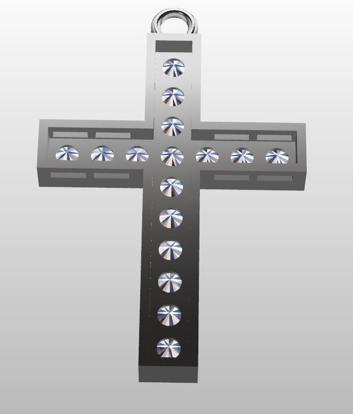 Christ cross pendan with zirconia 3D print model_5