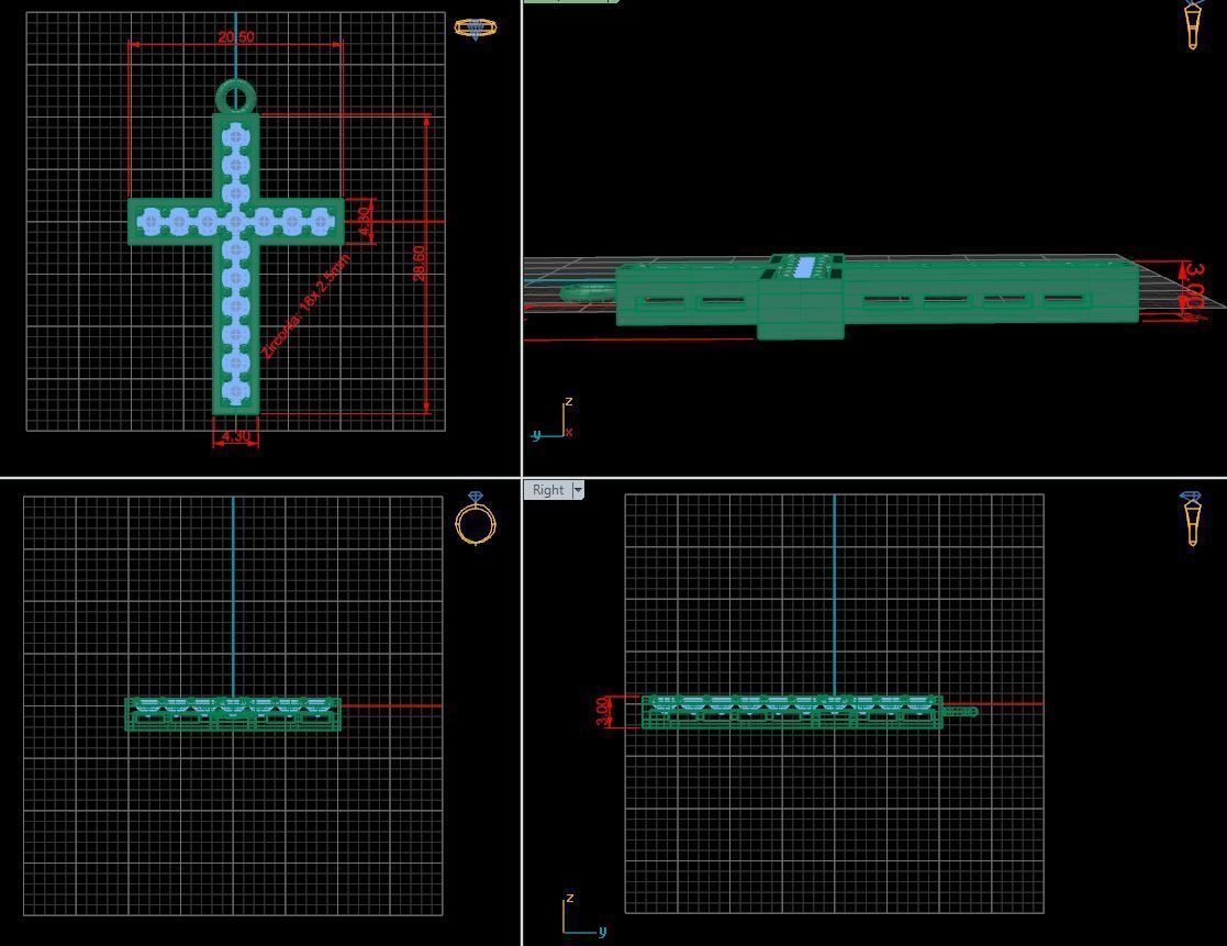 Christ cross pendan with zirconia 3D print model_9