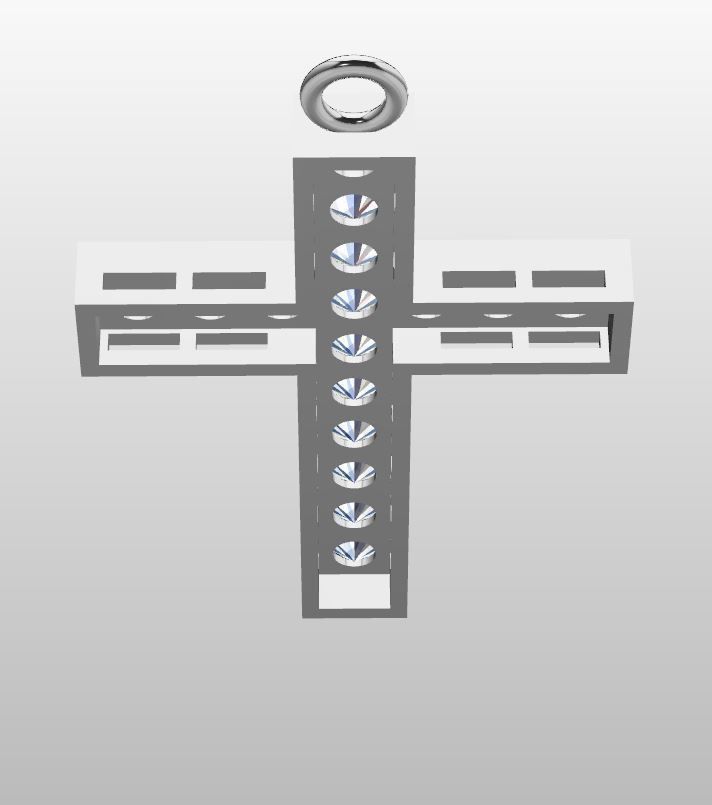 Christ cross pendan with zirconia 3D print model_8