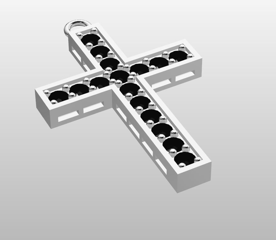 Christ cross pendan with zirconia 3D print model_3