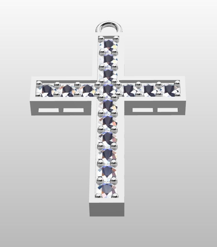 Christ cross pendan with zirconia 3D print model_2
