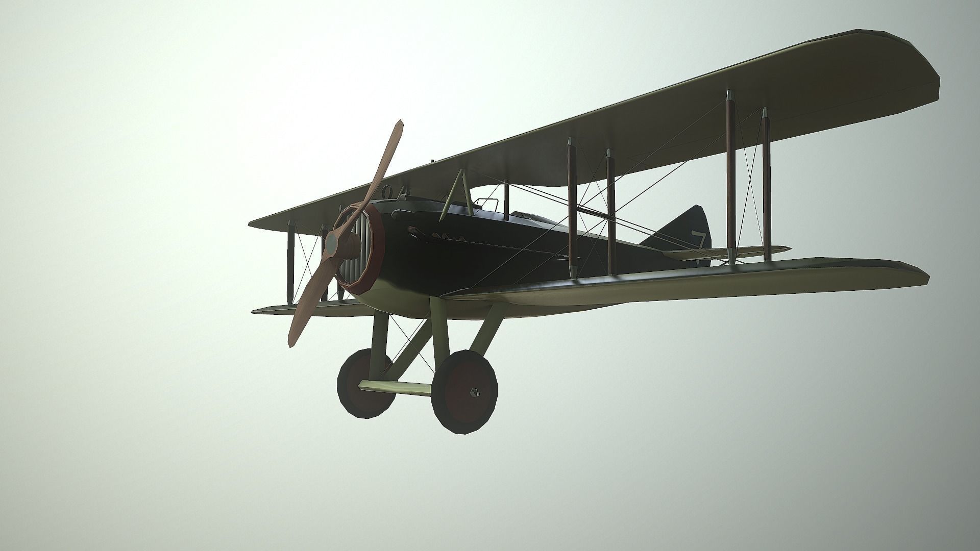 WWI fighter SPAD XIII Low-poly 3D model_4