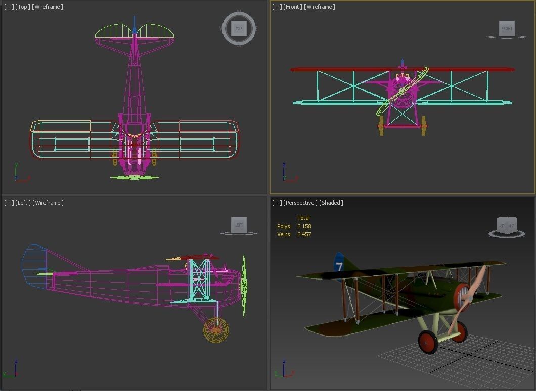 WWI fighter SPAD XIII Low-poly 3D model_5