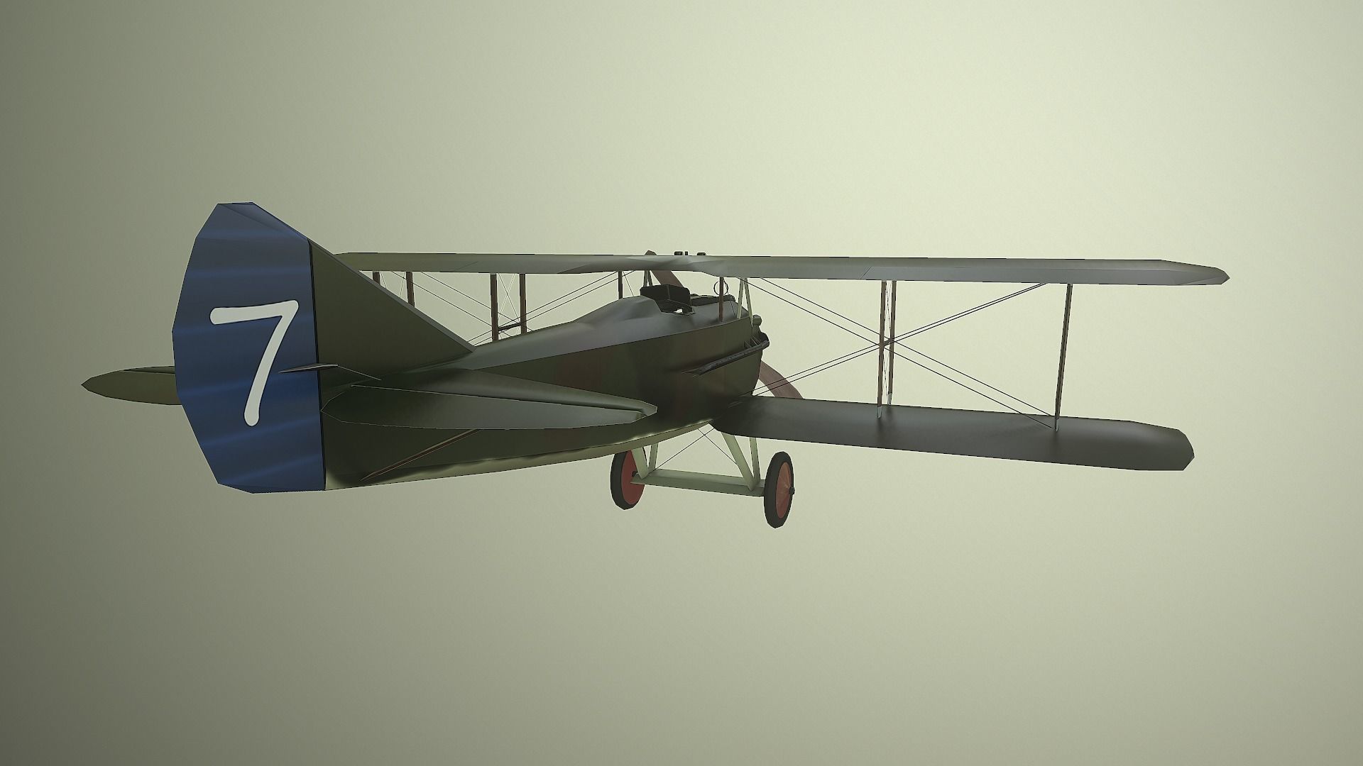 WWI fighter SPAD XIII Low-poly 3D model_3