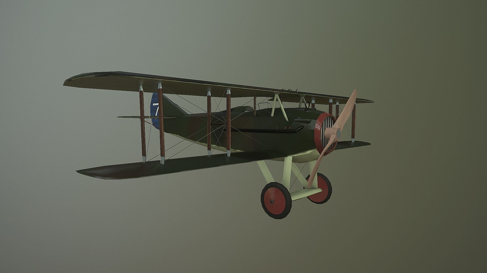 WWI fighter SPAD XIII Low-poly 3D model_1