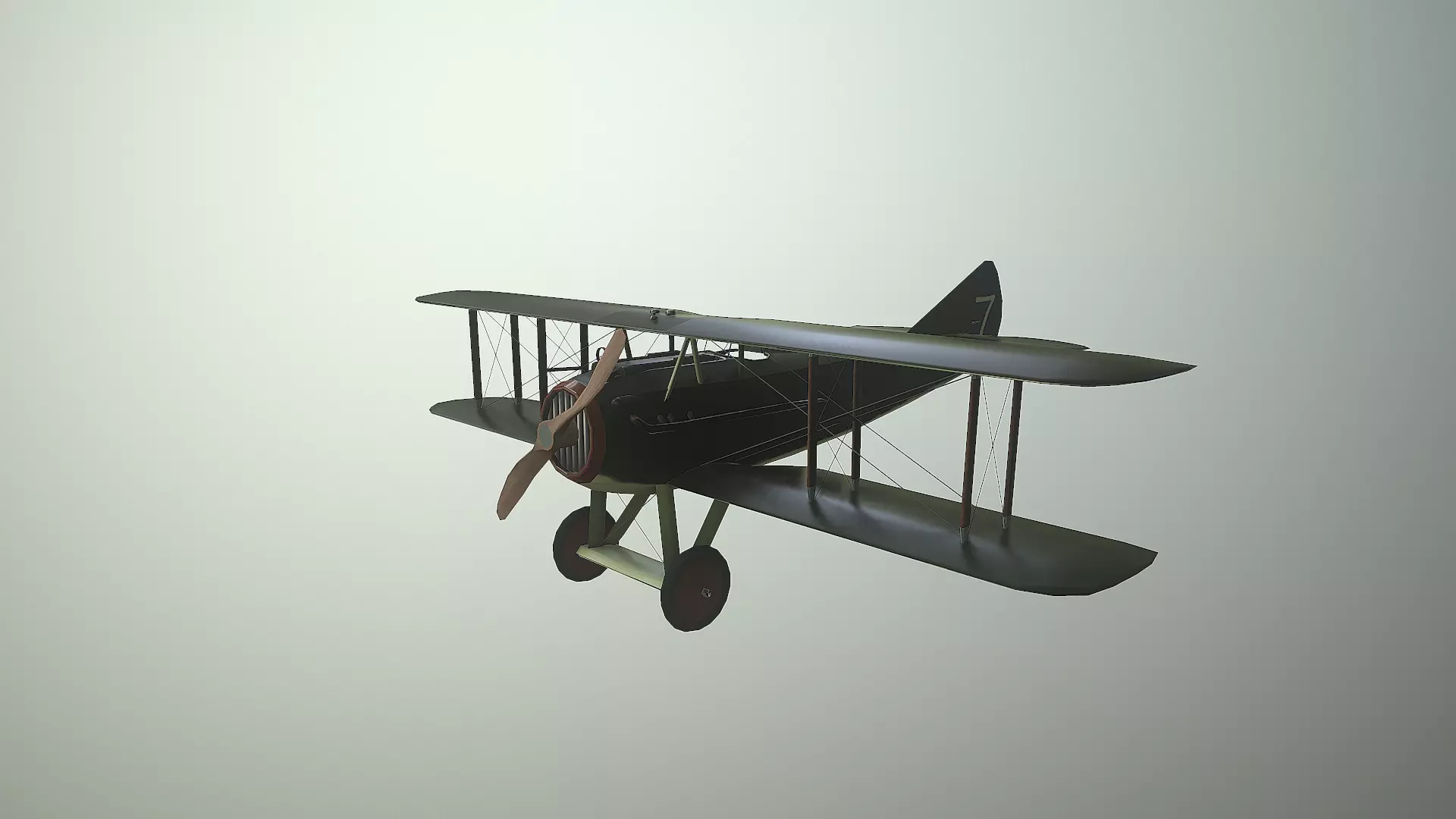 WWI fighter SPAD XIII Low-poly 3D model_0