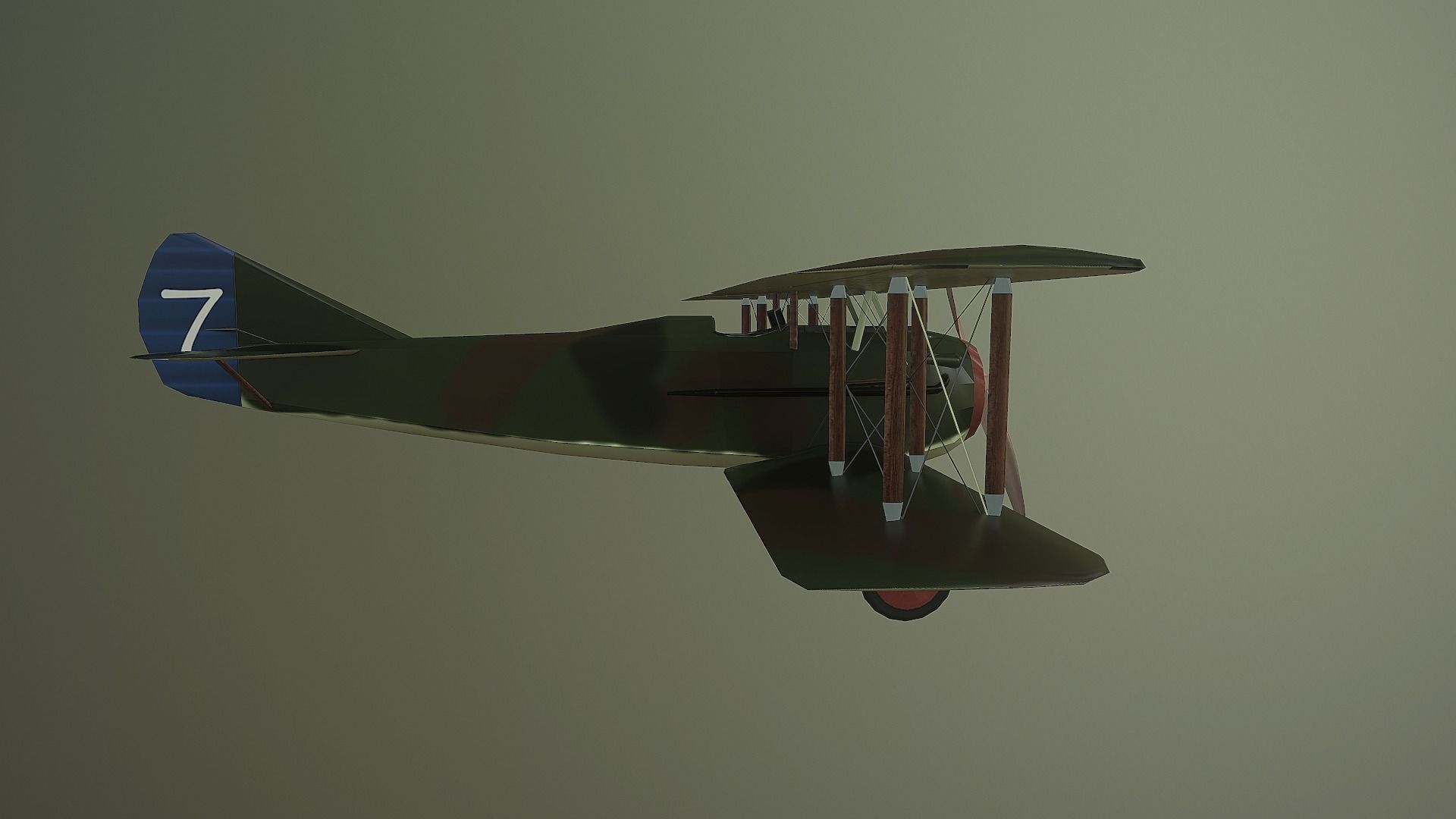 WWI fighter SPAD XIII Low-poly 3D model_2
