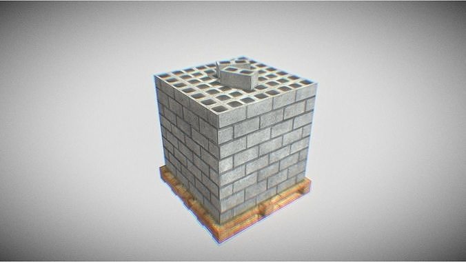 Bricks Pallet Low-poly 3D model