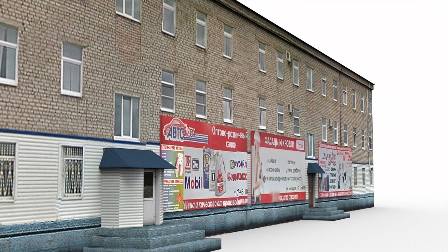 Three-storey building Low-poly 3D model_10