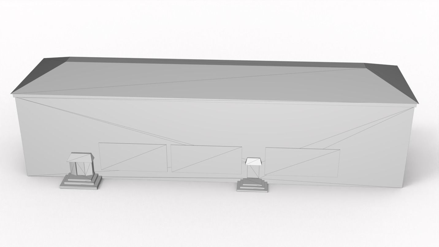 Three-storey building Low-poly 3D model_12