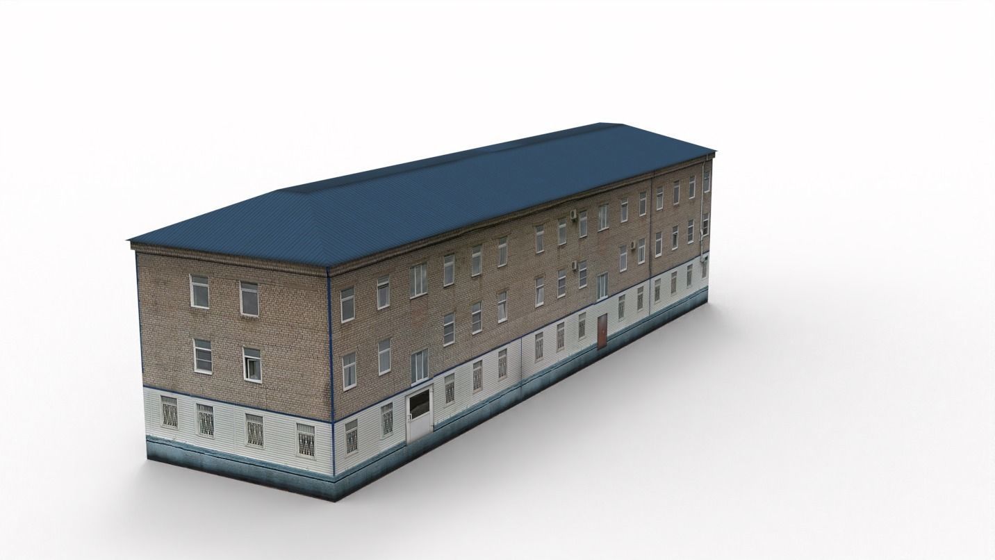 Three-storey building Low-poly 3D model_6