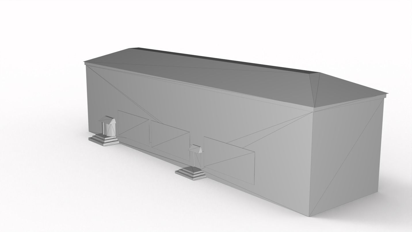 Three-storey building Low-poly 3D model_13