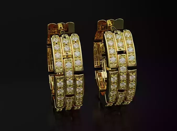 Bamboo circle earrings 611 3D print model