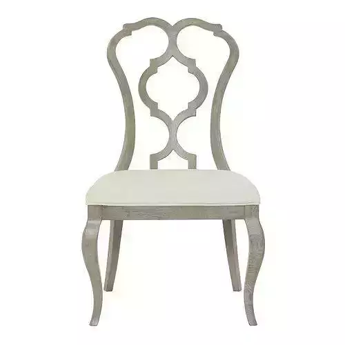 Marquesa Queen Anne Back Side Chair in White - Light Gray