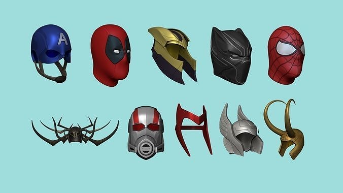 Marvel Heroes - Characters Accessories - Masks Helmets Design 3D Model Collection