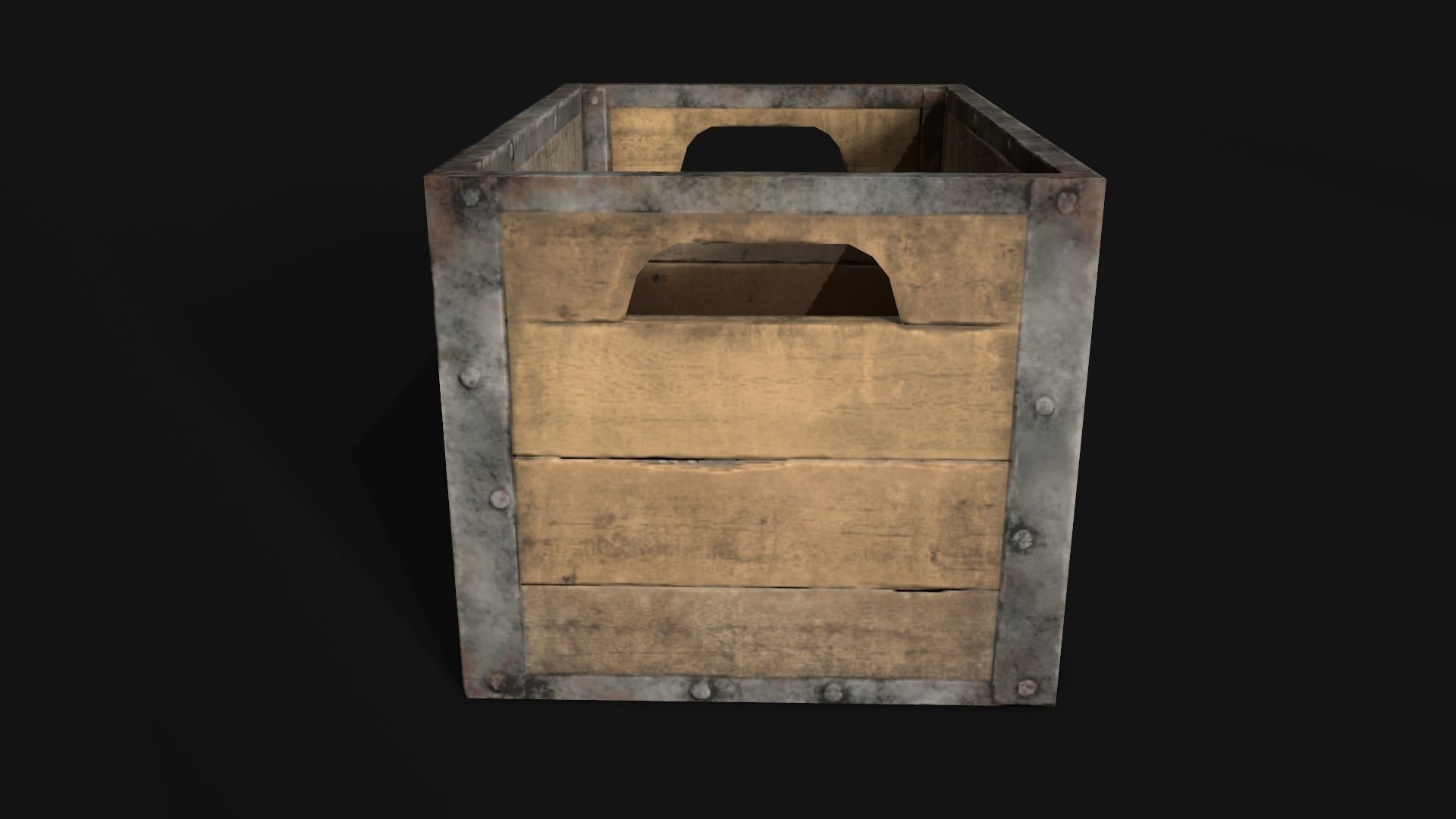 Wooden Crate Low-poly 3D model_4