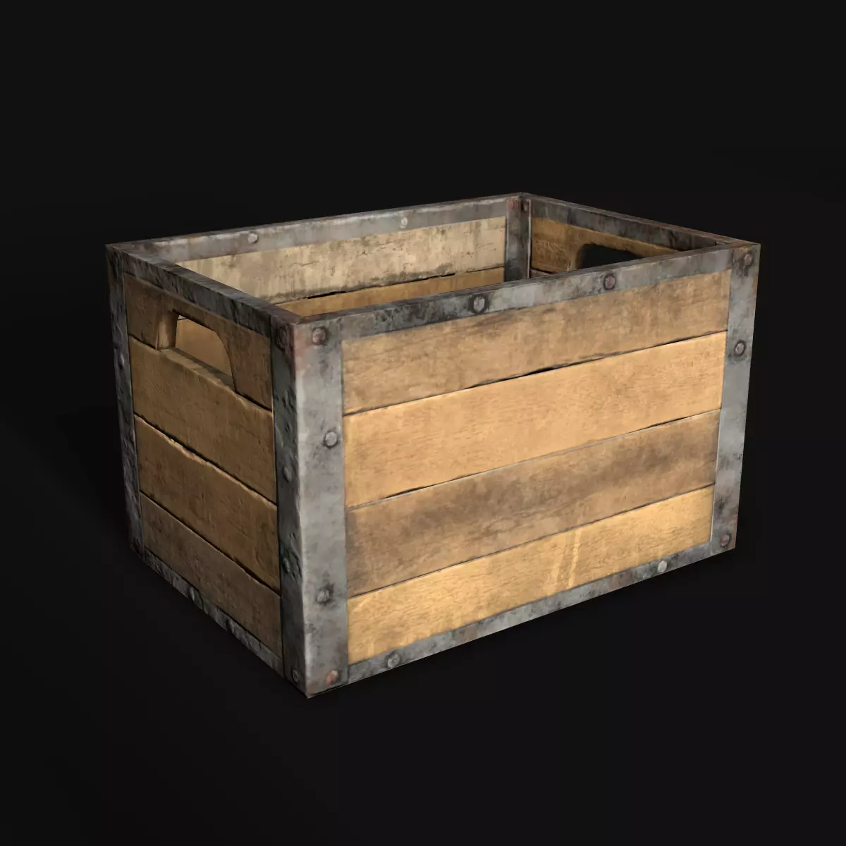 Wooden Crate Low-poly 3D model_0