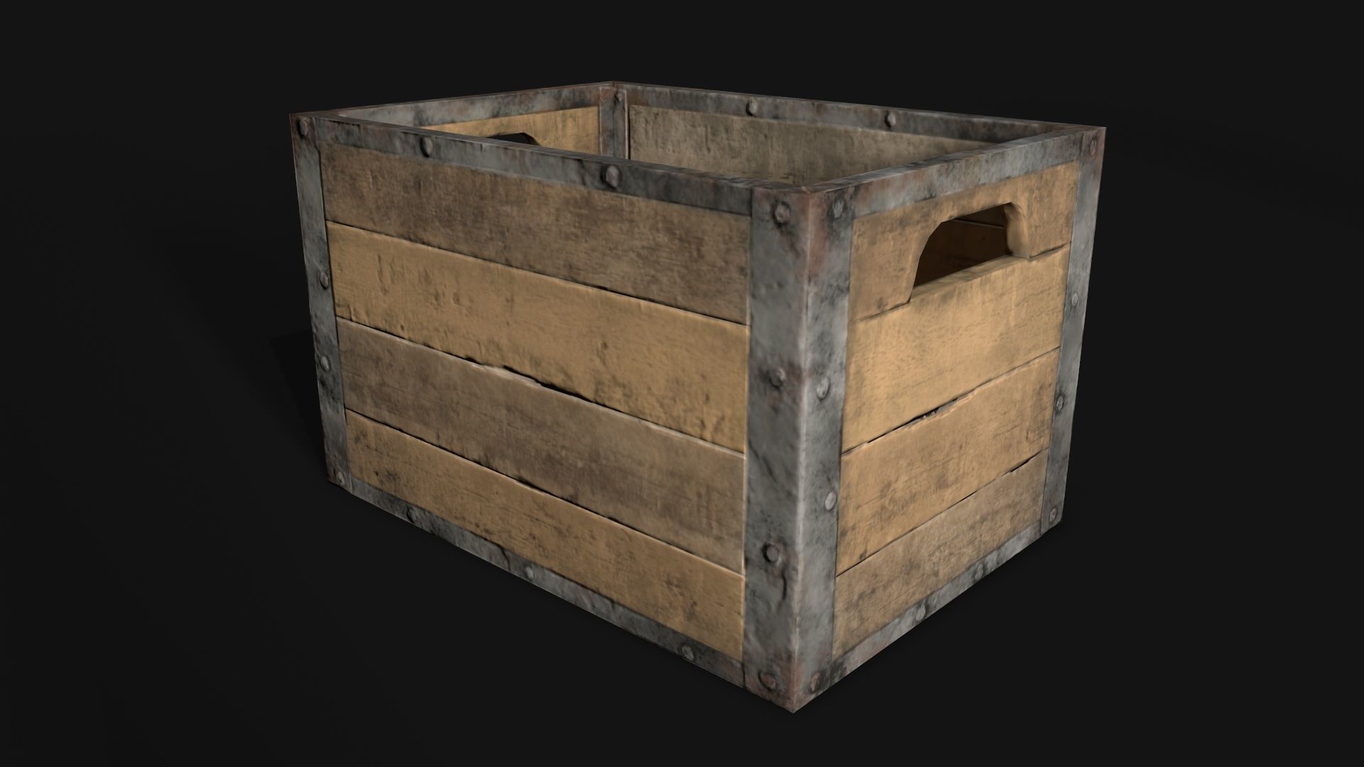 Wooden Crate Low-poly 3D model_6