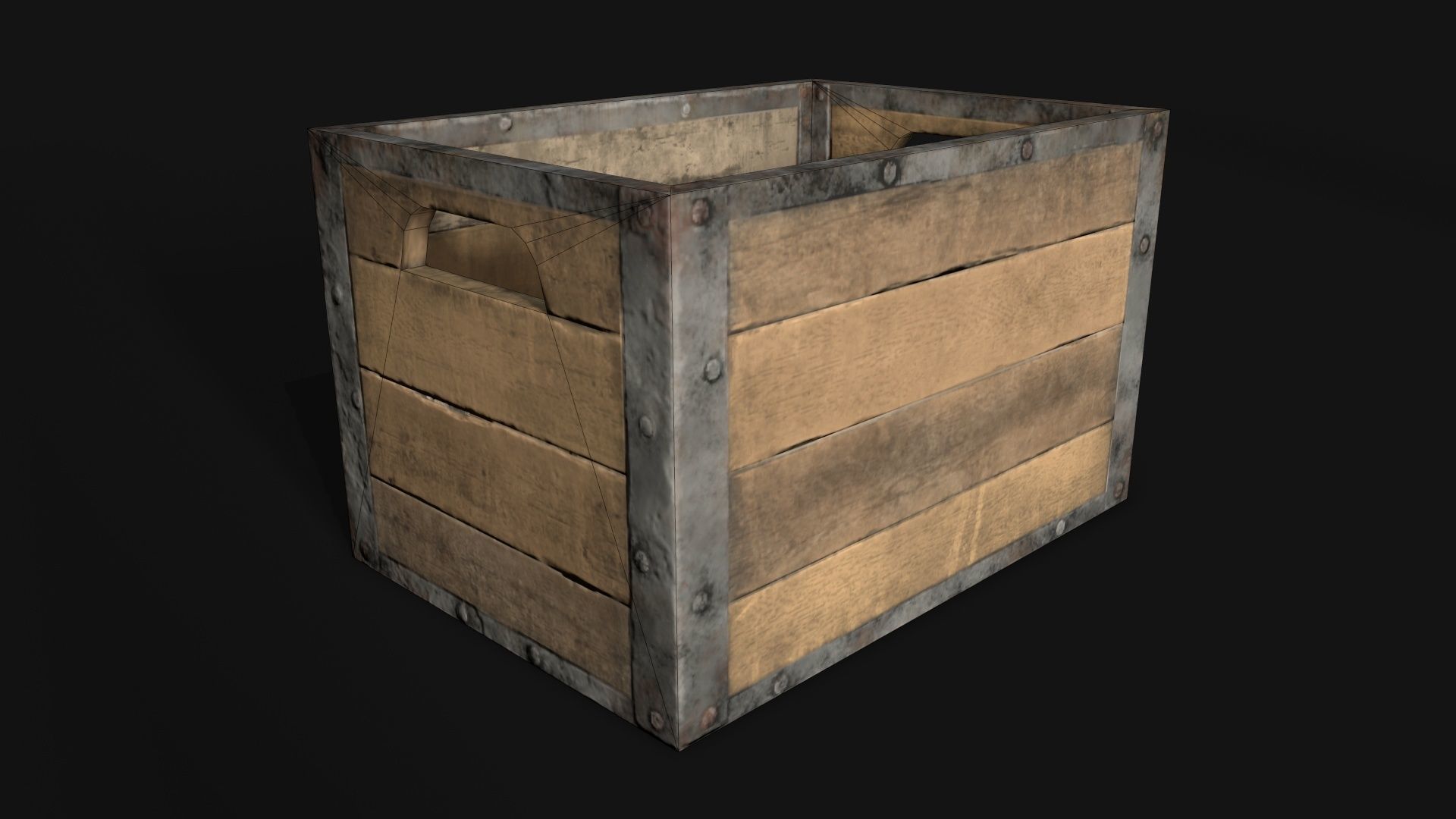 Wooden Crate Low-poly 3D model_5