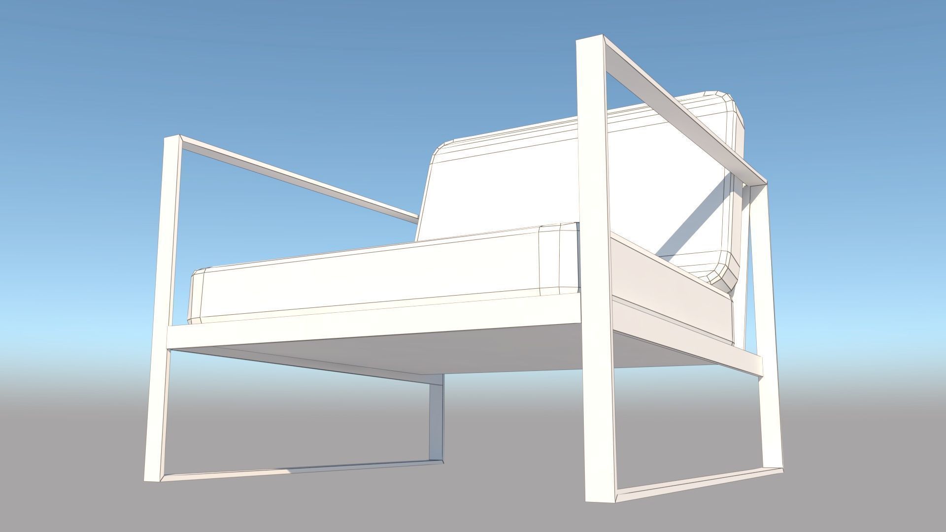 Modern Chair 2 Low-poly 3D model_4