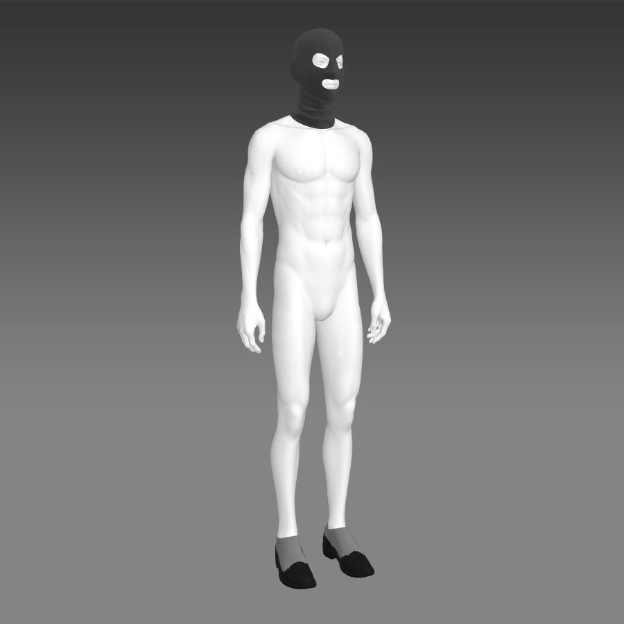 Balaclava male mannequin wearing mask 3D model_1