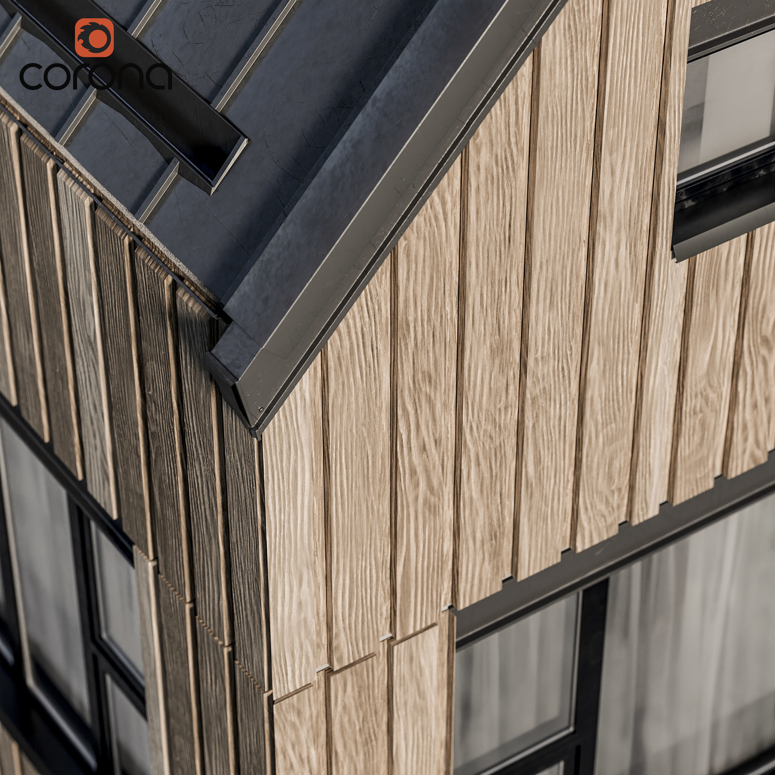 Modern house 07 at night 3D model_3