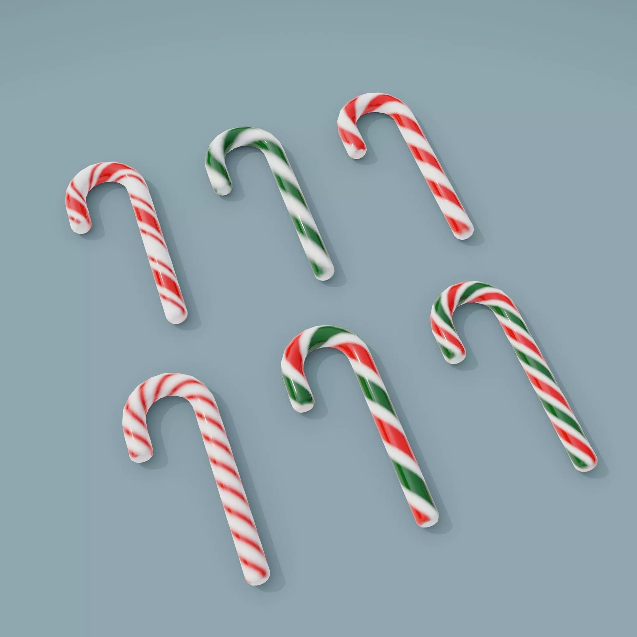 3D Asset - Christmas candy cane set Low-poly 3D model_0