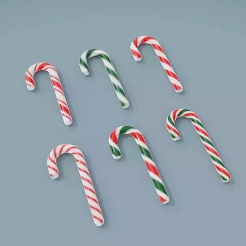3D Asset - Christmas candy cane set