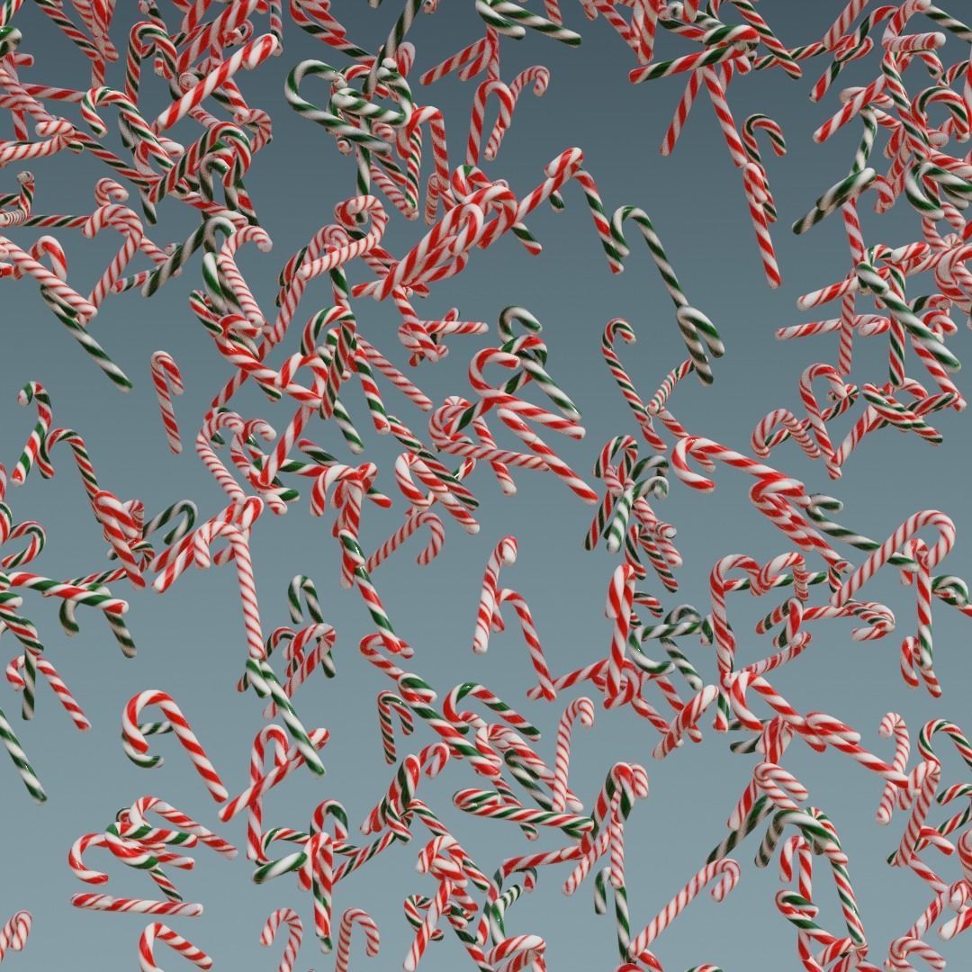 3D Asset - Christmas candy cane set Low-poly 3D model_3