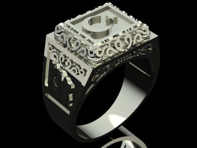 Ottoman Style Men Ring 3D print model_3