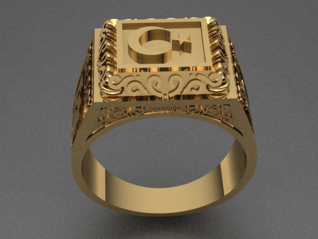 Ottoman Style Men Ring 3D print model_2