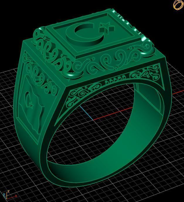 Ottoman Style Men Ring 3D print model_4