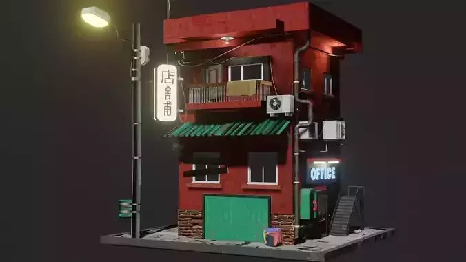 Building with neon sign