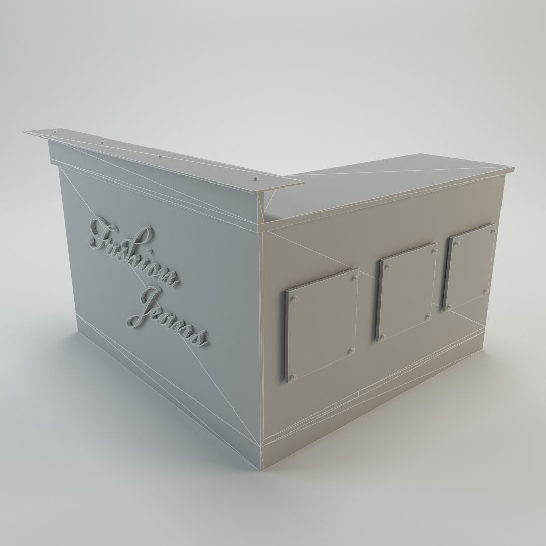 Reception Office Counter Free low-poly 3D model_1