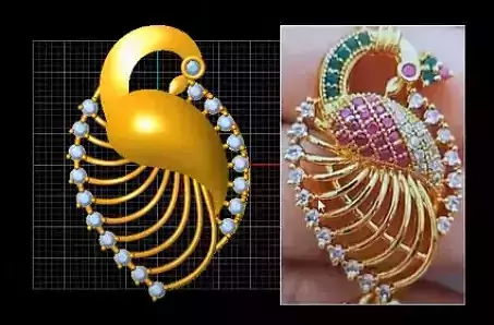 print file peacock brooch with diamonds and gold