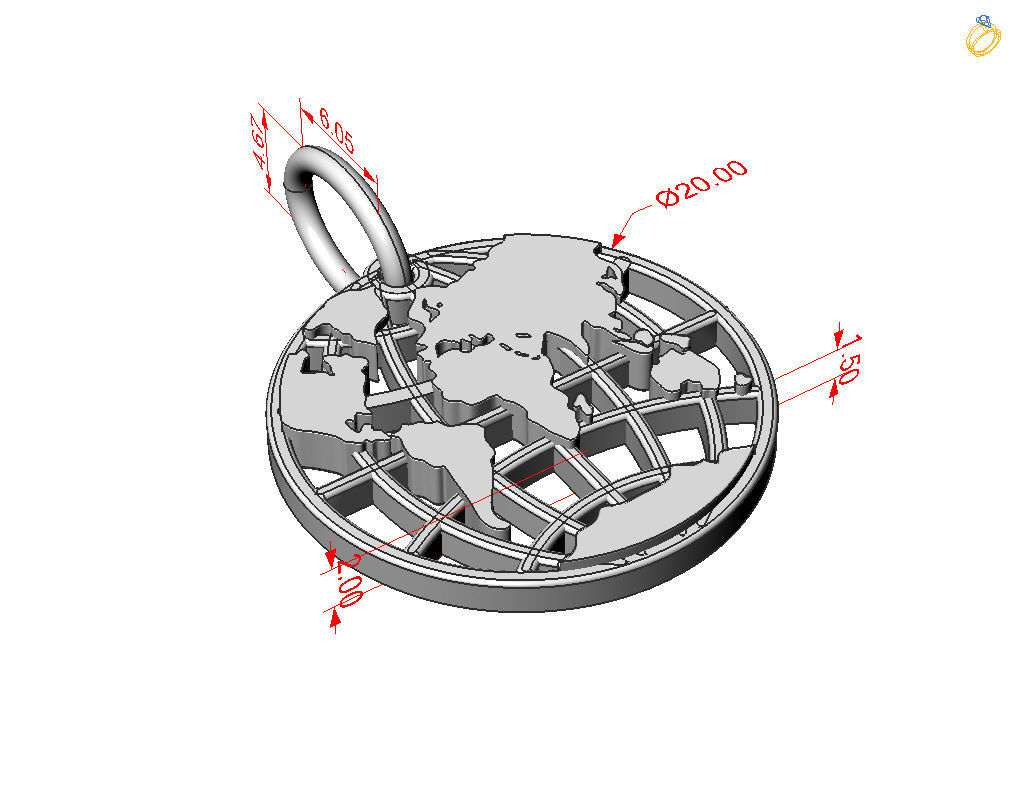 Globe pendant 3D print model_2