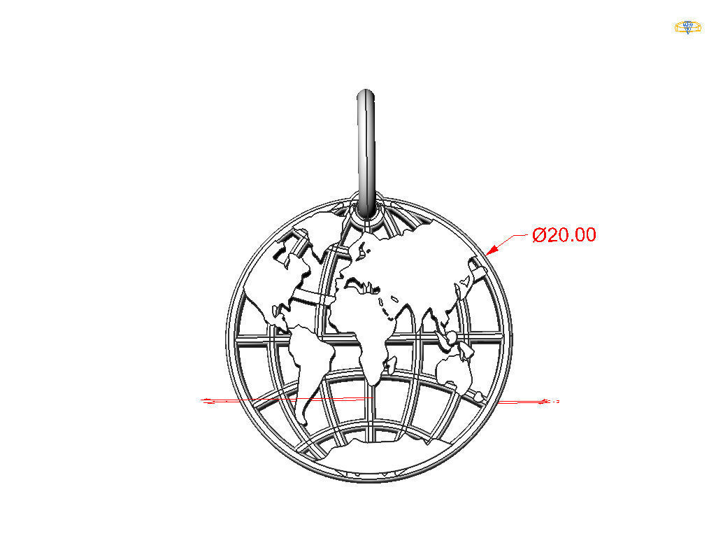 Globe pendant 3D print model_3