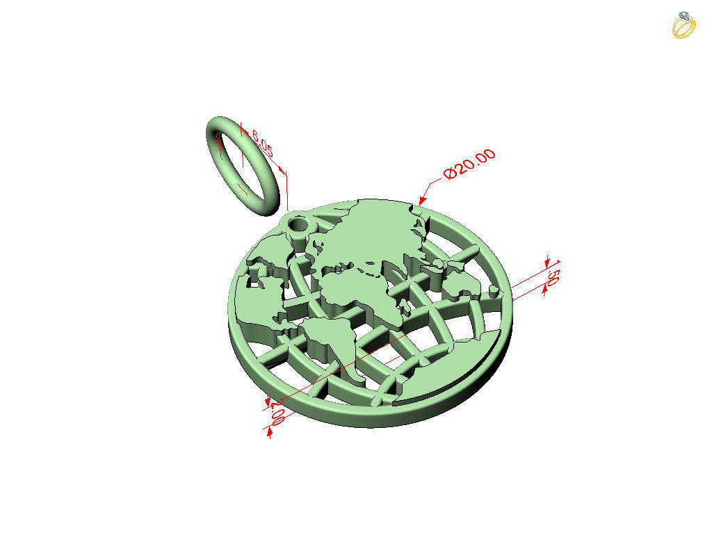 Globe pendant 3D print model_24