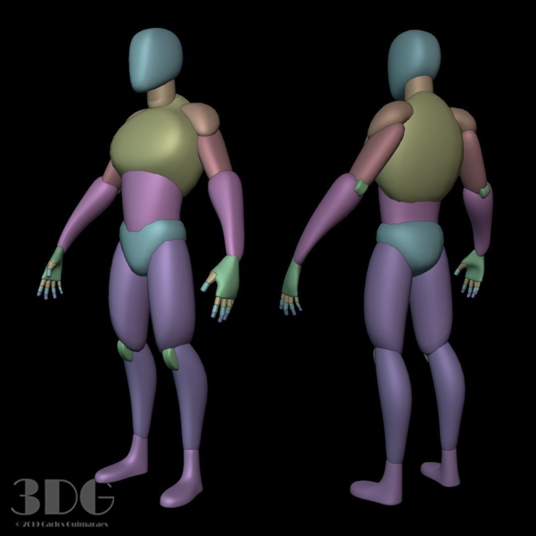 Base Mesh Male and Female Low-poly 3D model_6