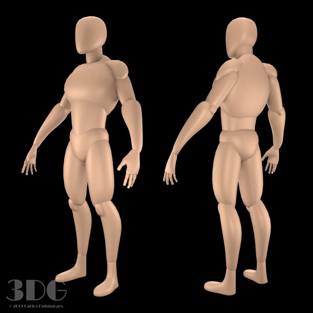 Base Mesh Male and Female Low-poly 3D model_5
