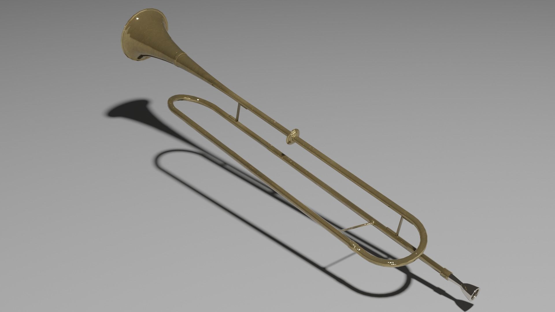 Fanfare brass trombone 3D model_2