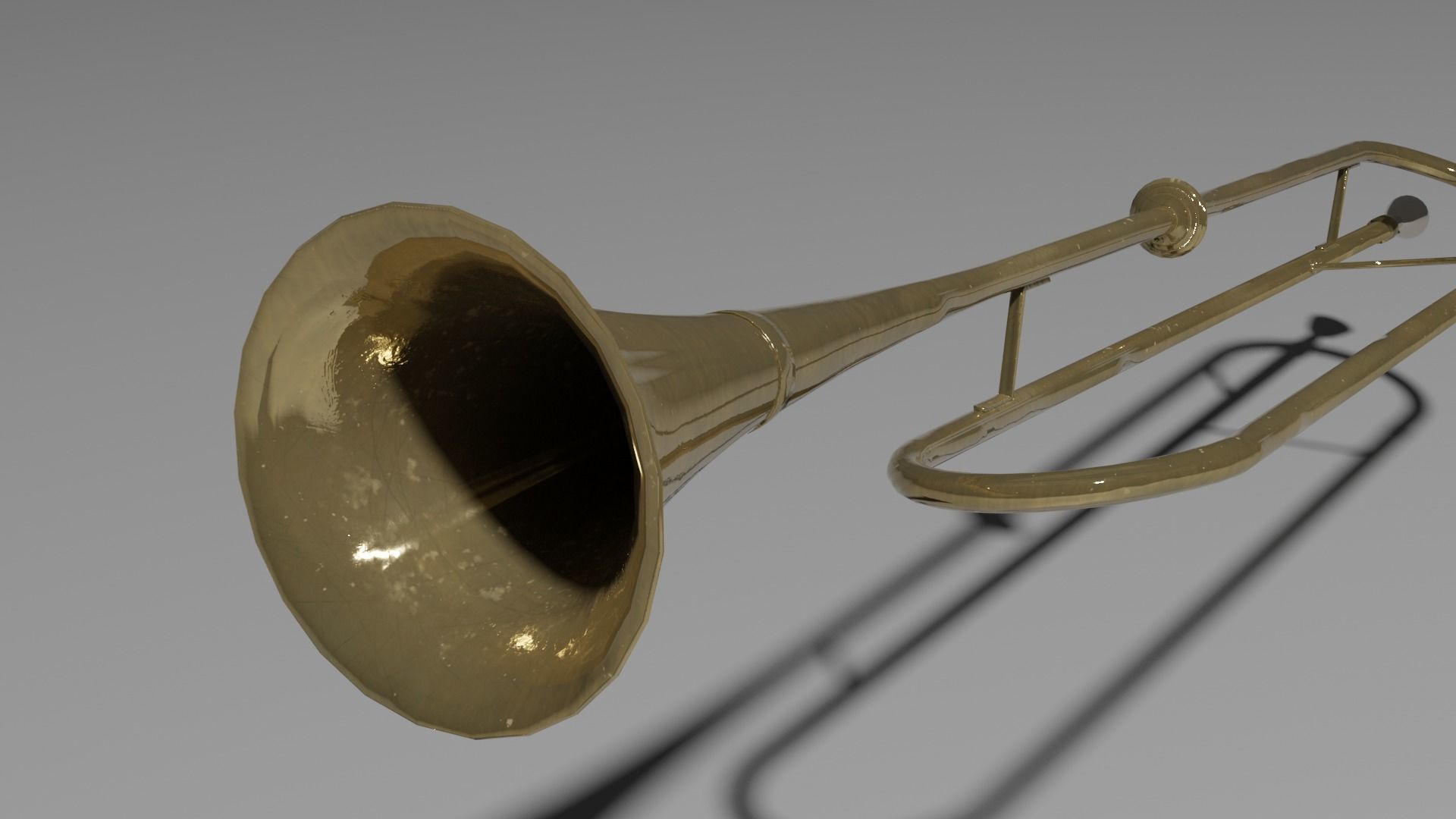 Fanfare brass trombone 3D model_4
