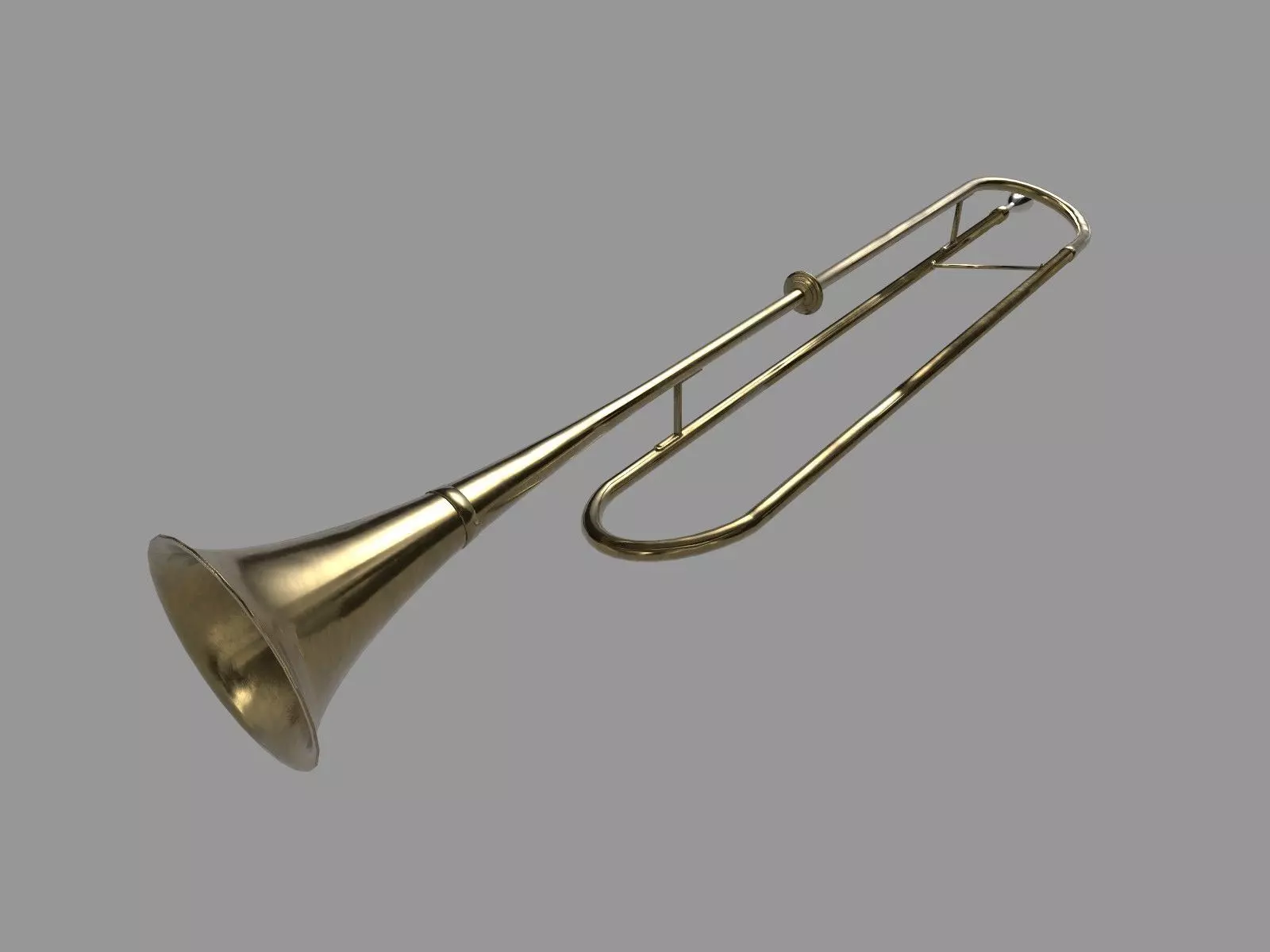 Fanfare brass trombone 3D model_0