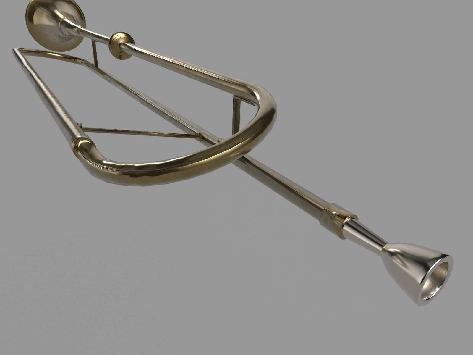Fanfare brass trombone 3D model_6