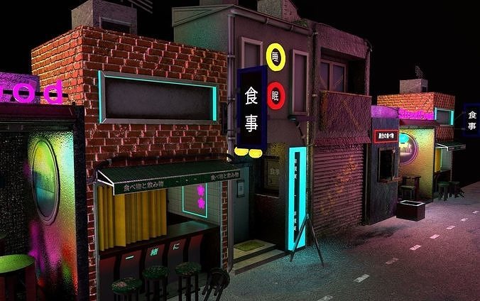 Modern Japanese alleyway 3D model